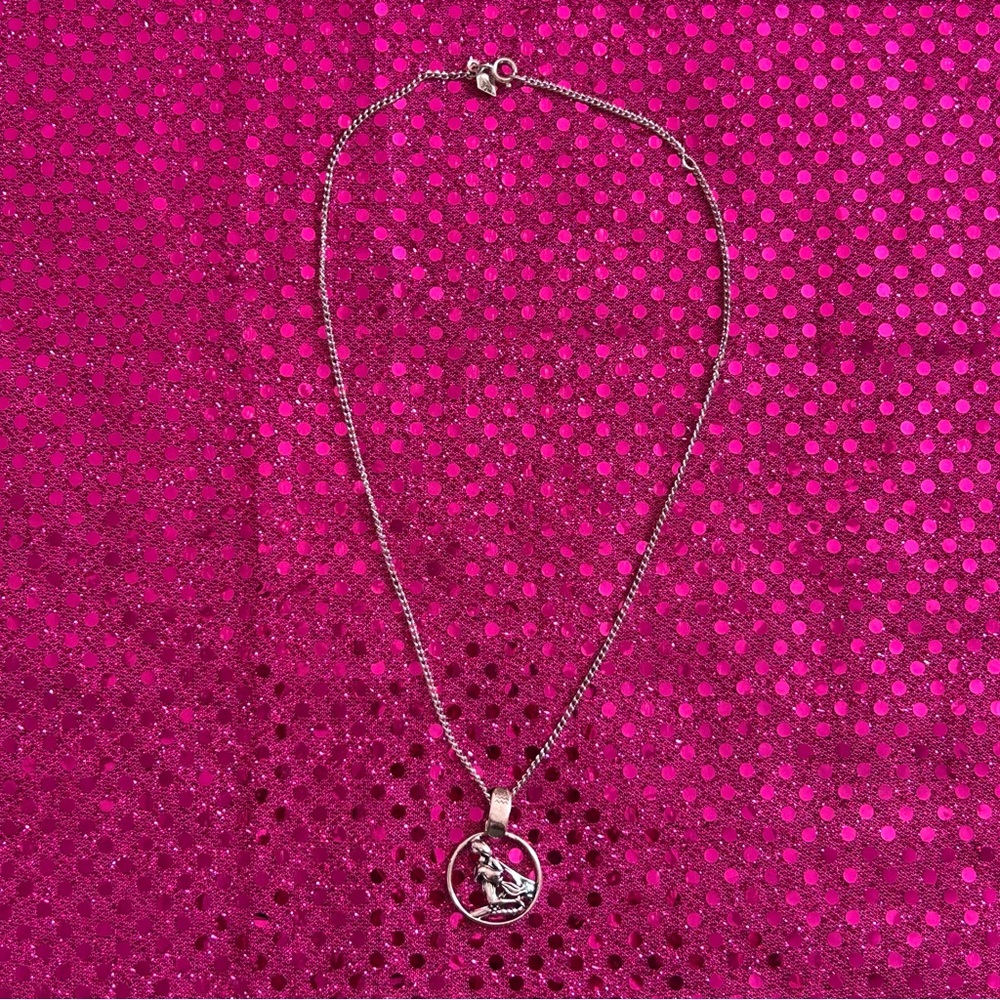 vintage 1970s sarah coventry silver colored mermaid pendant necklace